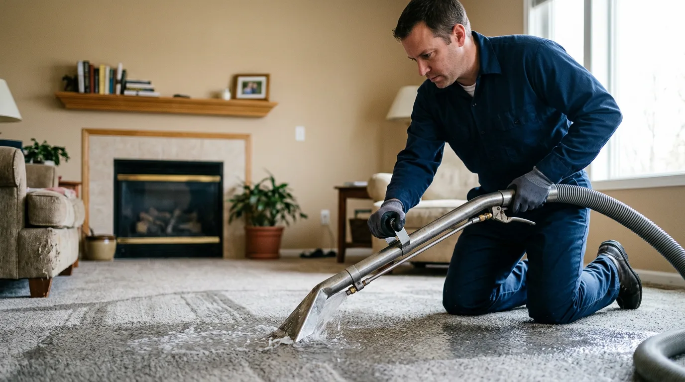 Water damage restoration technician working near Gentry, AR